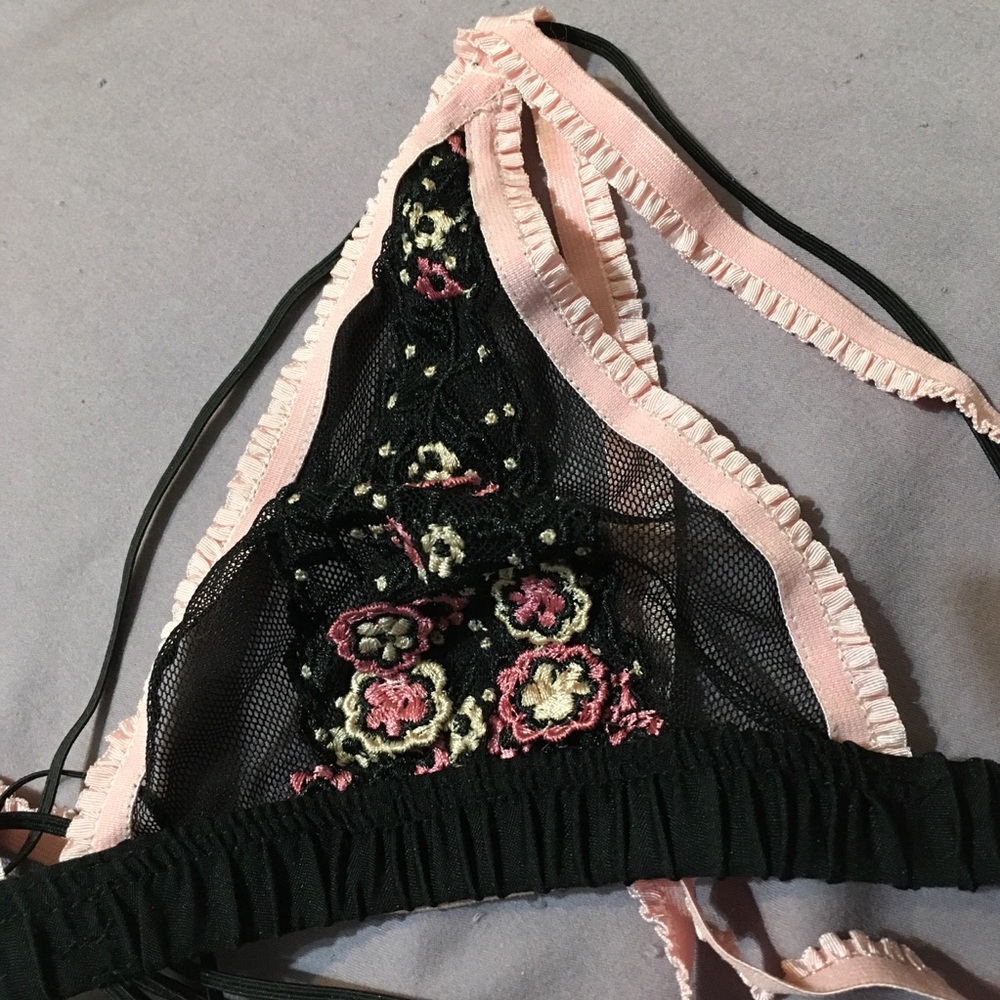 FL&L black & pink embroidered Azalea bralette NWT - Picture 10 of 16